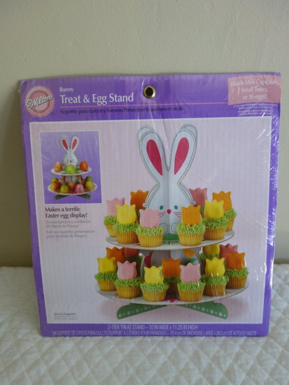 NIP New WILTON Bunny Treat & Egg 2-Tier Stand – 10” Wide x 11.25 High